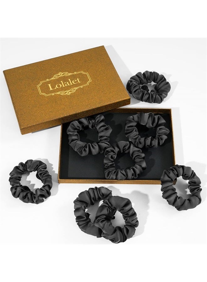 Lolalet Satin Hair Scrunchies for Women, Soft Silk Like Hair Ties, Medium Scrunchy Cute Ponytail Holder Hair Accessories with Elastic Hair Bands for Girls Thick Thin Curly Hair -8 Pack,Style B  - Image 1