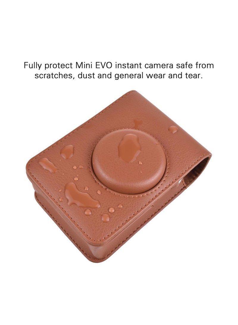 VIUAUAX حقيبة لإنستاكس ميني EVO - حقيبة واقية من جلد البولي يوريثان من إنستاكس ميني EVO - حقيبة واقية من جلد البولي يوريثان من البولي يوريثان مع حزام قابل للتعديل، غطاء كاميرا متين وأنيق لكاميرا فوجي فيلم إنستاكس ميني EVO، تصميم مريح وكلاسيكي لعشاق التصوير الفوتوغرافي.لحقيبة بولارويد ميني EVO الجلدية القديمة، حقيبة واقية للكاميرا من جلد البولي يوريثان من البولي يوريثان من البولي يوريثان من البولي يوريثان من البولي يوريثان وحقيبة صور رقمية. - Image 5