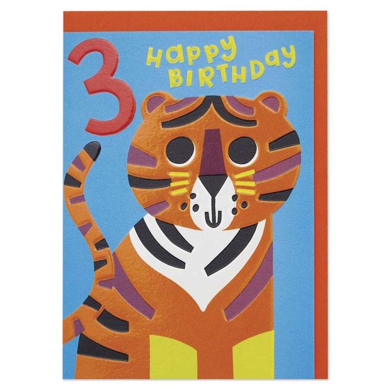 Raspberry Blossom Zoopa Doopa Tiger 3rd Happy Birthday Greeting Card (12.5 x 17.2 cm) - Image 1