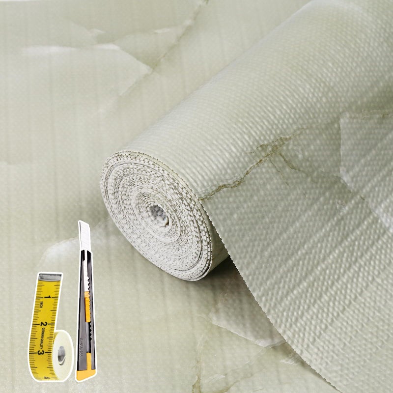 Kimhan 2-Layer Drawer and Shelf Liner for Kitchen Cabinet: 12in X 20Ft Non Slip Waterproof Shelf Paper Non Adhesive Refrigerator Liners Cyan Marble Easy Liners for Bathroom with Knife Tape Measure - Image 1