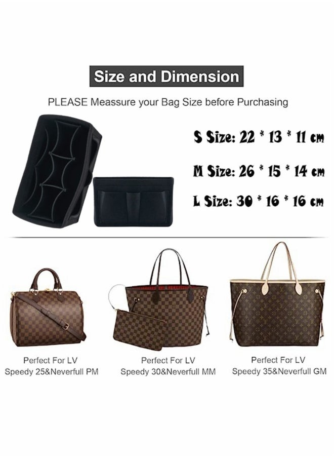 Generic Black Purse Organizer Felt Bag Organizer Insert M Size Multi-Pocket Bag in Bag for Womens Handbag Travel  - Image 4