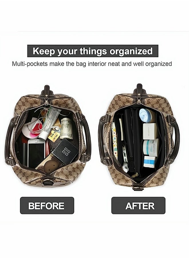 Generic Black Purse Organizer Felt Bag Organizer Insert M Size Multi-Pocket Bag in Bag for Womens Handbag Travel  - Image 3