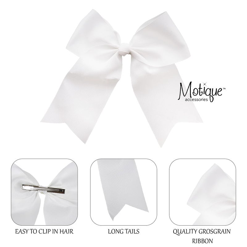 Motique Accessories White Jumbo Bow Clip with Tails - Image 3