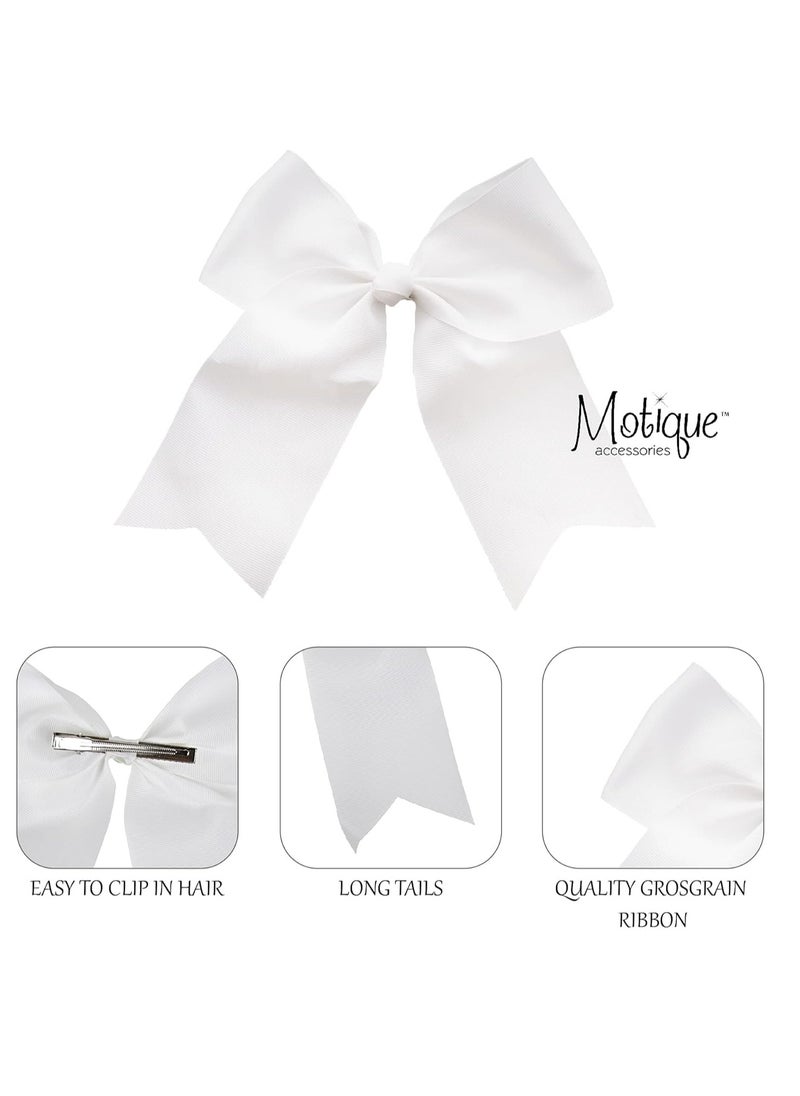 Motique Accessories White Jumbo Bow Clip with Tails  - Image 3