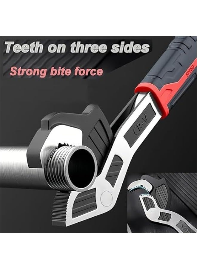 Self Adjusting Wrench, Multifunctional Self Locking Wrench Multitool, Adjustable Pipe Vise Wrench Set for Plumber, Craftsman, Heavy Duty Plumbers Wrench Power Grip for Pipes Use (10 Inches)  - Image 4