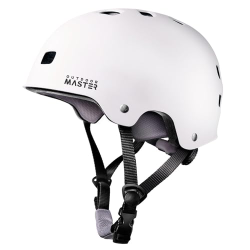 OutdoorMaster Skateboard Cycling Helmet Two Removable Liners Ventilation MultiSport Scooter Roller Skate Inline Skating for Kids Youth Adults L White - Image 1