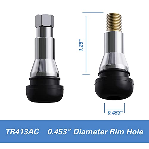 CKAuto TR413AC Chrome Rubber Snap-in Tire Valve Stems (5 Pack) - Image 5
