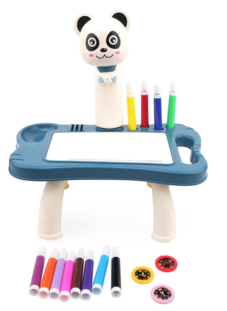 Reva - Kids Drawing Projector Table-Smart Learning Toy for Children  Projection Painting Table Easy to Clean Big Size(Blue) - Image 1