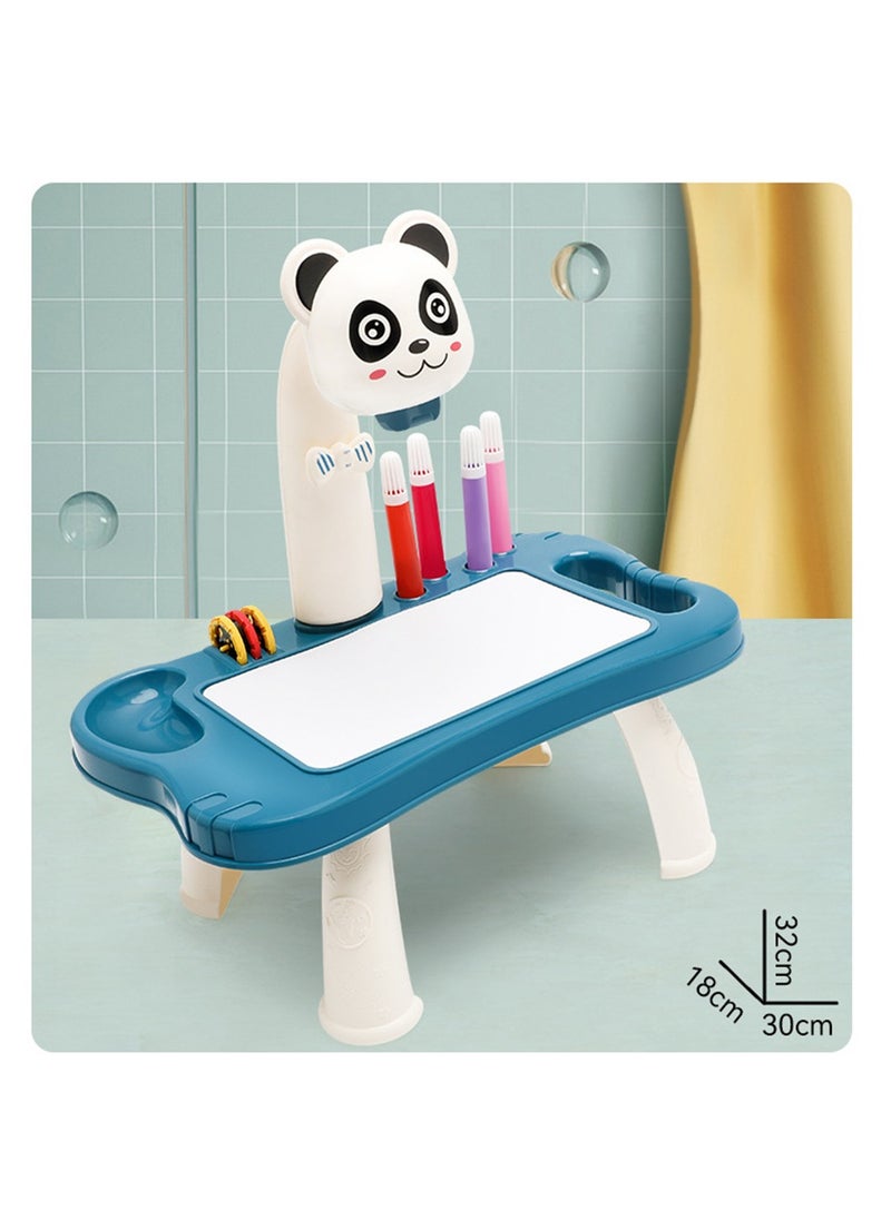 Reva - Kids Drawing Projector Table-Smart Learning Toy for Children  Projection Painting Table Easy to Clean Big Size(Blue) - Image 1