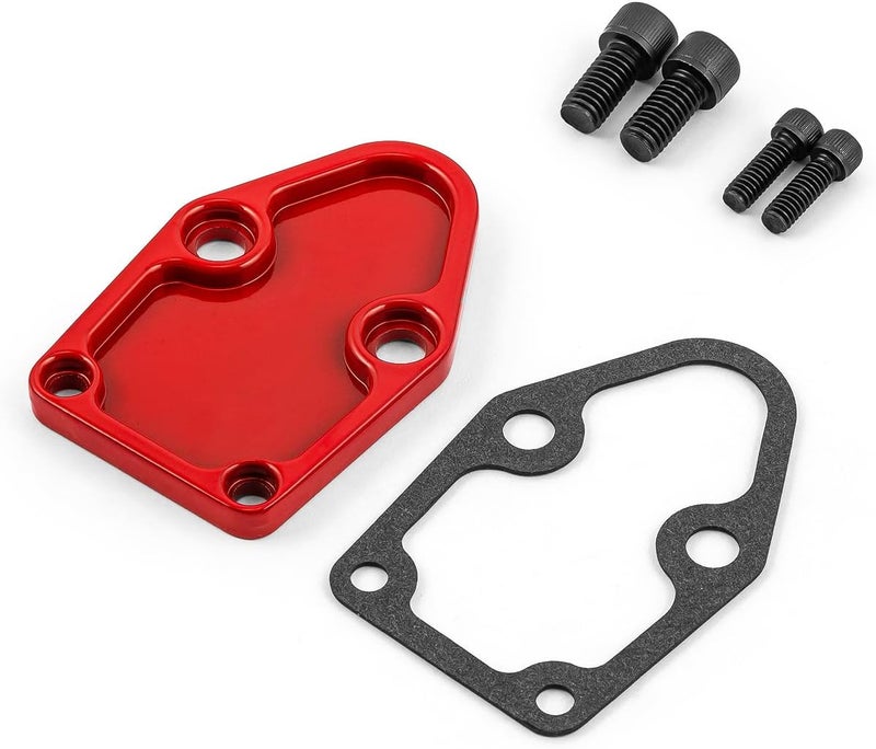 Speedmaster PCE140.1001.02 Compatible with Chevy SBC 350 Fuel Pump Block-Off Plate Red - Image 2