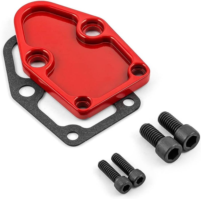 Speedmaster PCE140.1001.02 Compatible with Chevy SBC 350 Fuel Pump Block-Off Plate Red - Image 1