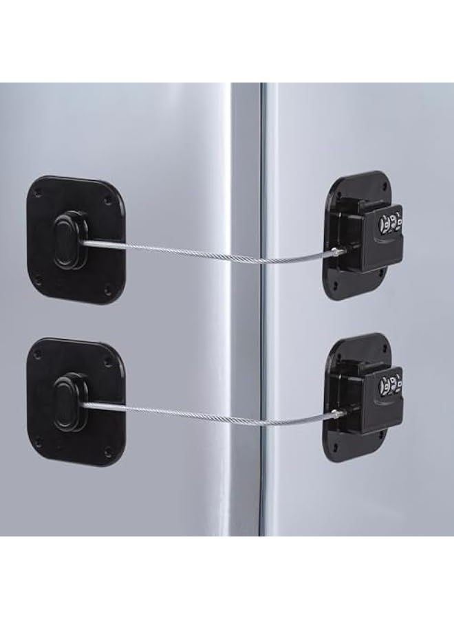 شراء جوي أقفال الثلاجة، أقفال الثلاجة مع مجموعة، قفل الثلاجة مع لاصق، قفل خزانة مع رمز لسلامة الأطفال، مزلاج درج خزانة الفريزر للحفاظ على إغلاق الباب، أسود - Image 4