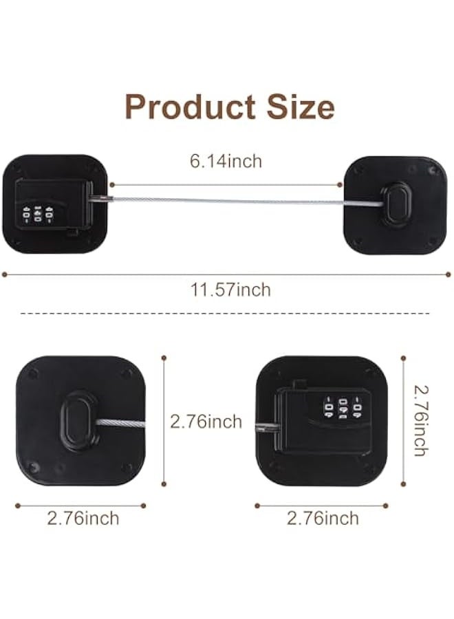 شراء جوي أقفال الثلاجة، أقفال الثلاجة مع مجموعة، قفل الثلاجة مع لاصق، قفل خزانة مع رمز لسلامة الأطفال، مزلاج درج خزانة الفريزر للحفاظ على إغلاق الباب، أسود - Image 5