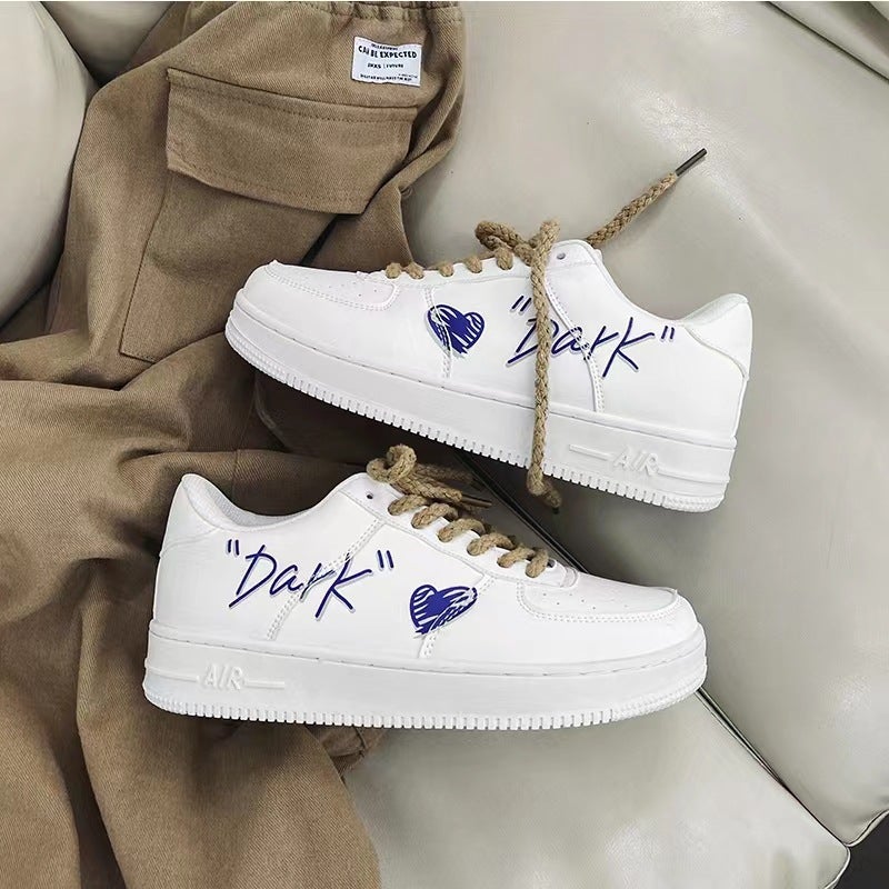 New Niche Graffiti Sneakers Lovers All-match Students Retro Men''s Shoes Casual Sports Shoes Women''s White Shoes - Image 5