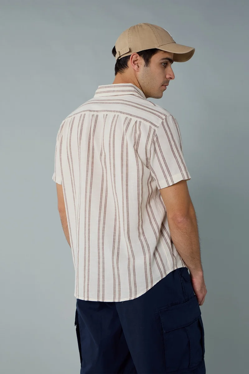 American Eagle AE Poolside Striped Button-Up Shirt