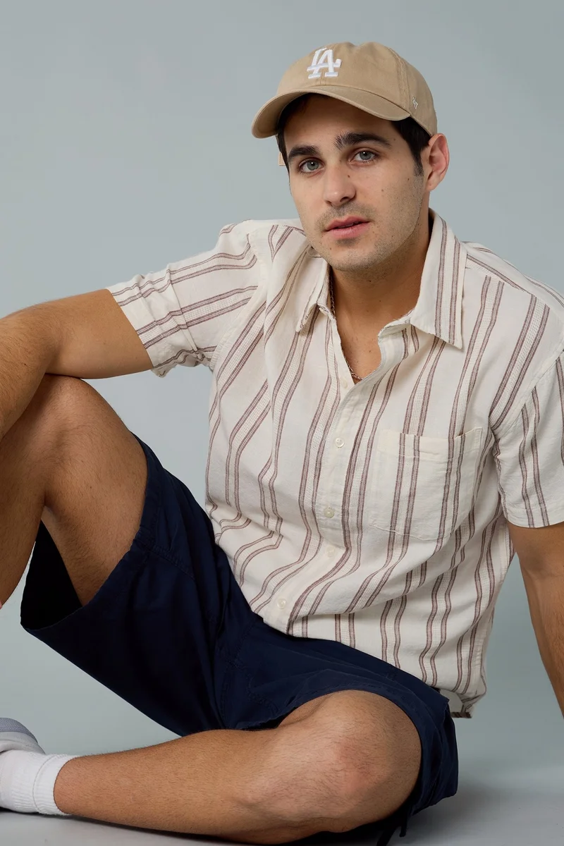 American Eagle AE Poolside Striped Button-Up Shirt