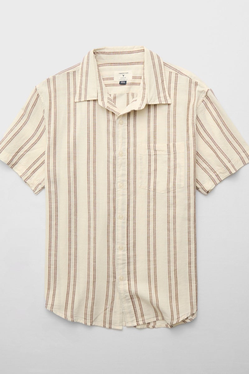 American Eagle AE Poolside Striped Button-Up Shirt - Image 3