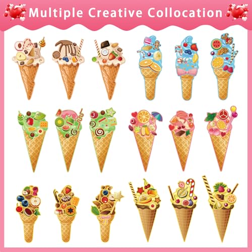 DUJAA 24 Sheets Ice Cream Stickers, Make-a-face Stickers for Kids Toddlers, Make Your Own Mix and Match Stickers, DIY Summer Ice Cream Stickers for Birthday Party Games Teacher Reaward - Image 4