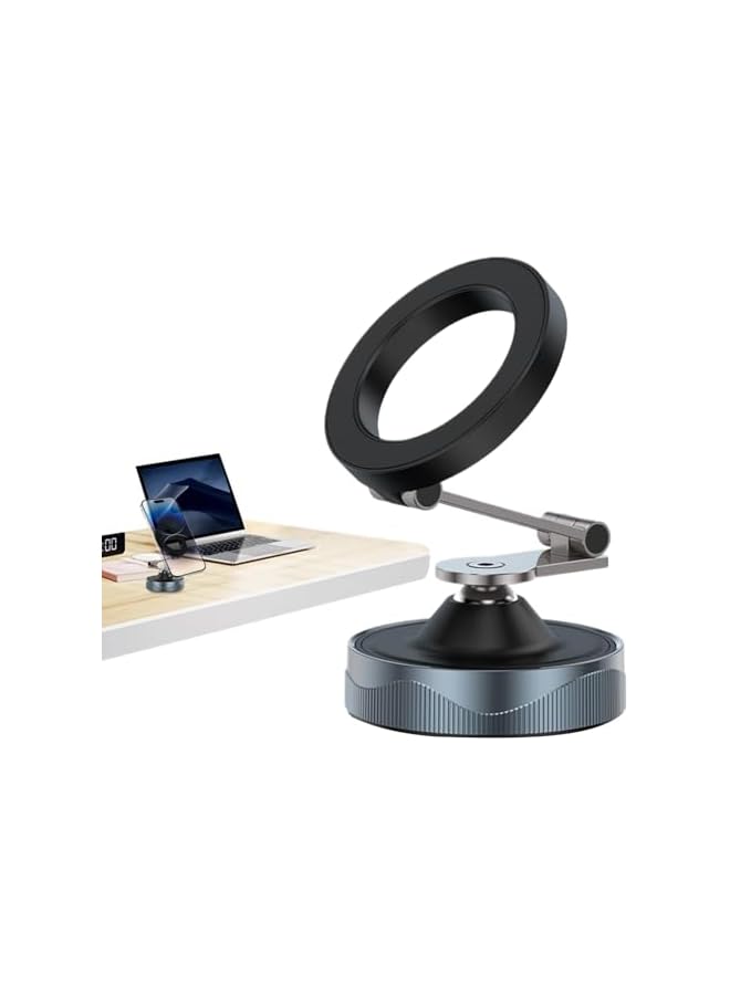 S-TOP Vacuum Magnetic Phone Holder, Folding Dashboard Phone Stand, 2.28 x 2.05 inches 360 Degree Rotating Suction Mount, Compact Smartphone Rack for Car Desk, Kitchen and Travel Use - Image 2