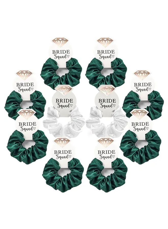 Pink And White Fabric Hair Scrunchies 10 Pack Soft Silky No Damage Hair Ties For Wedding Bridal Party Gift - Image 1