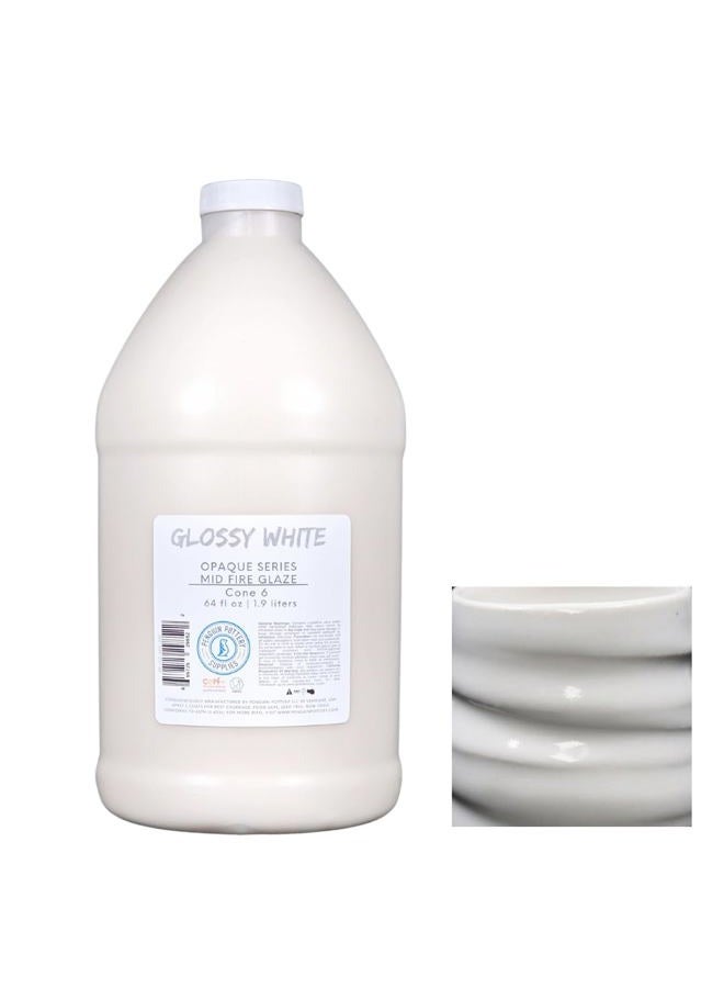 Penguin Pottery 1/2 Gallon Mid Fire Glossy White Glaze - Cone 5-6 for Mid Fire Clay, High Fire Clay - Ceramic Glaze Pottery (1/2 Gallon | 64 oz | 1.9 L) - Image 1