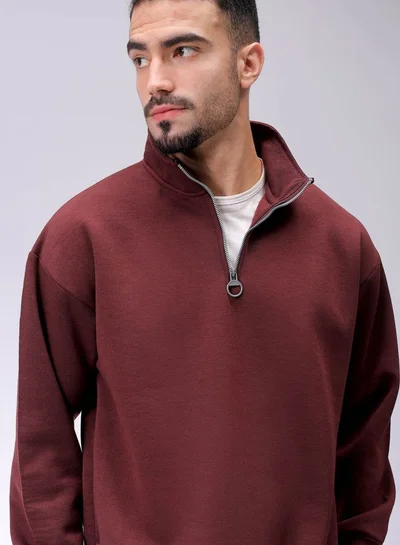 شركة المرآب الهندية Men Relaxed Fit Solid High neck Overhead High Neck Sweatshirt