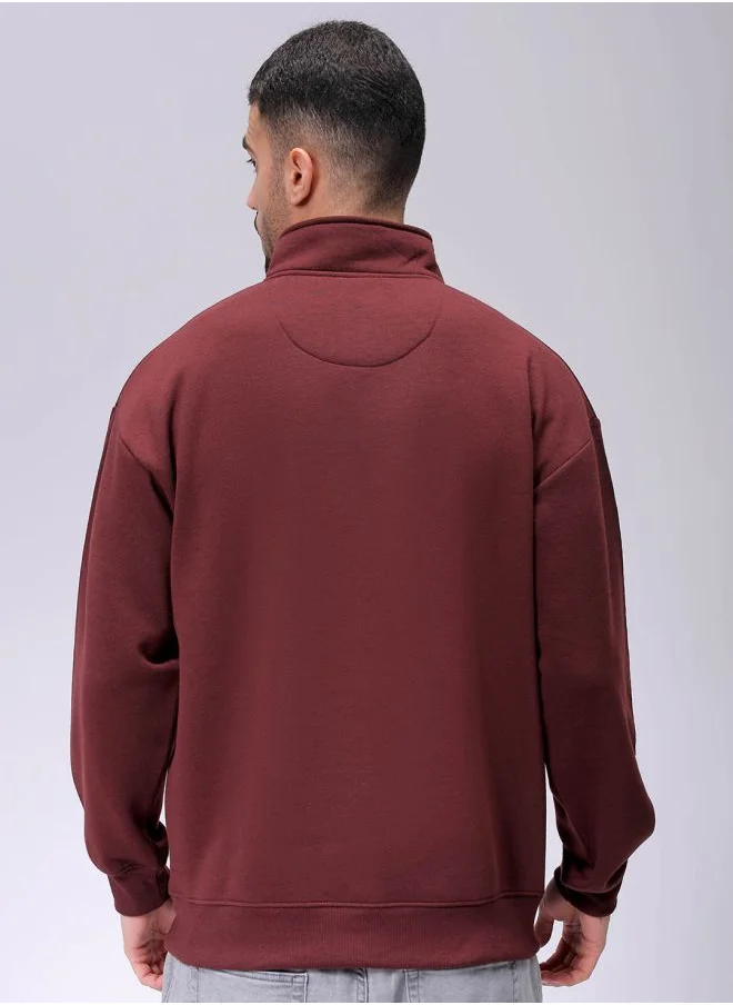 The Indian Garage Co Men Relaxed Fit Solid High neck Overhead High Neck Sweatshirt