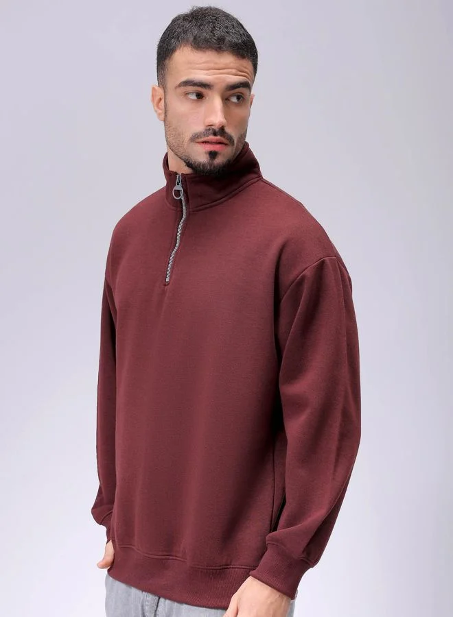 شركة المرآب الهندية Men Relaxed Fit Solid High neck Overhead High Neck Sweatshirt