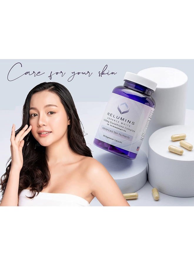 RELUMINS Advance White 1650mg Glutathione Complex – 15x for Dermatologist Use (2 Pack - 90 Capsules Each) - Image 4