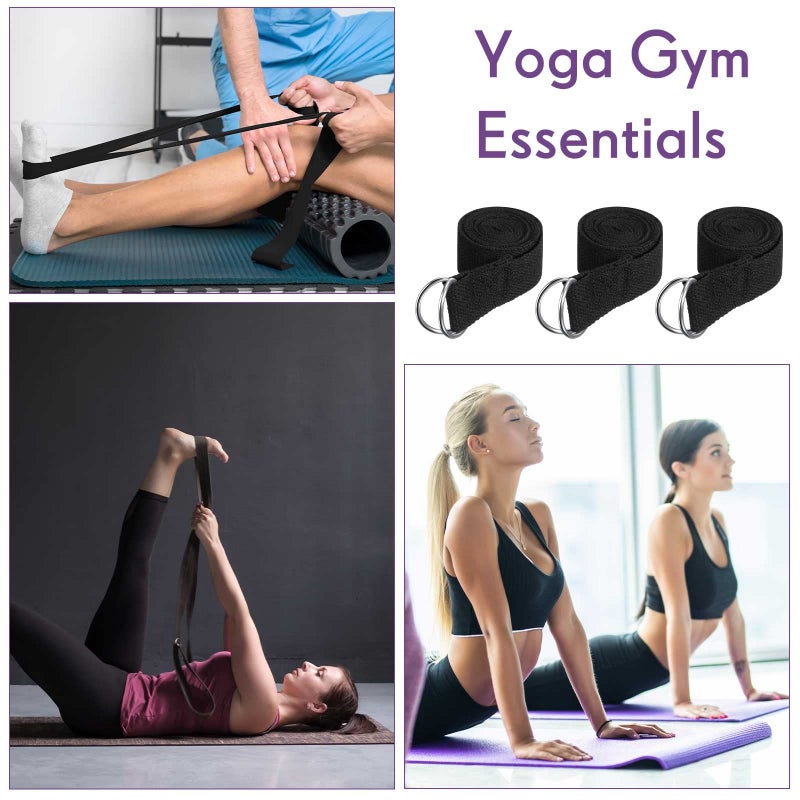 Jerify 10 Pcs Yoga Strap 6Ft Exercise Stretch Bands For Flexibility With Adjustable Metal D Ring Buckle Loop Stretch Strap Non Elastic Yoga Belt Yoga Exercise Adjustable Straps For Pilates(Black) - Image 3