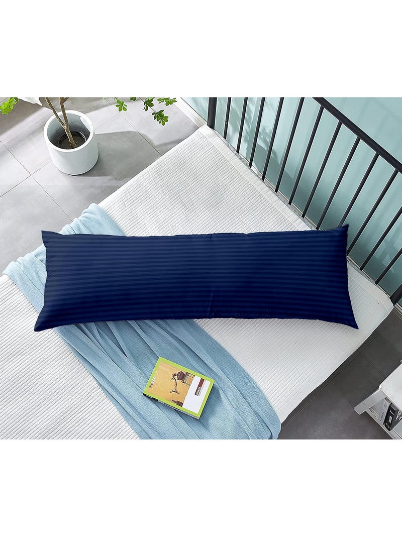 DubaiGallery Long Body Pillow 1pc, Fabric: 100% Polyester 85 GSM Microfiber 1 cm Stripe Super Soft, Filling: 1300 gm Hollow Fiber Comfort, Breathable & Ultra Soft , Size: 45 x 120 cm  - Image 1