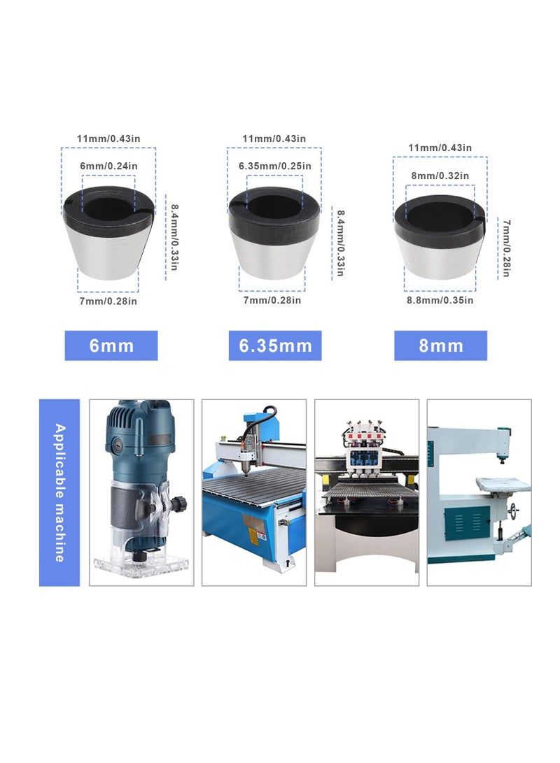 6Pcs Router Collet Chuck Carbon Steel Collet Woodworking Milling Chuck Adapter for Trimming Engraving Machine Milling Machine Parts 6mm 6.35mm 8mm - Image 2