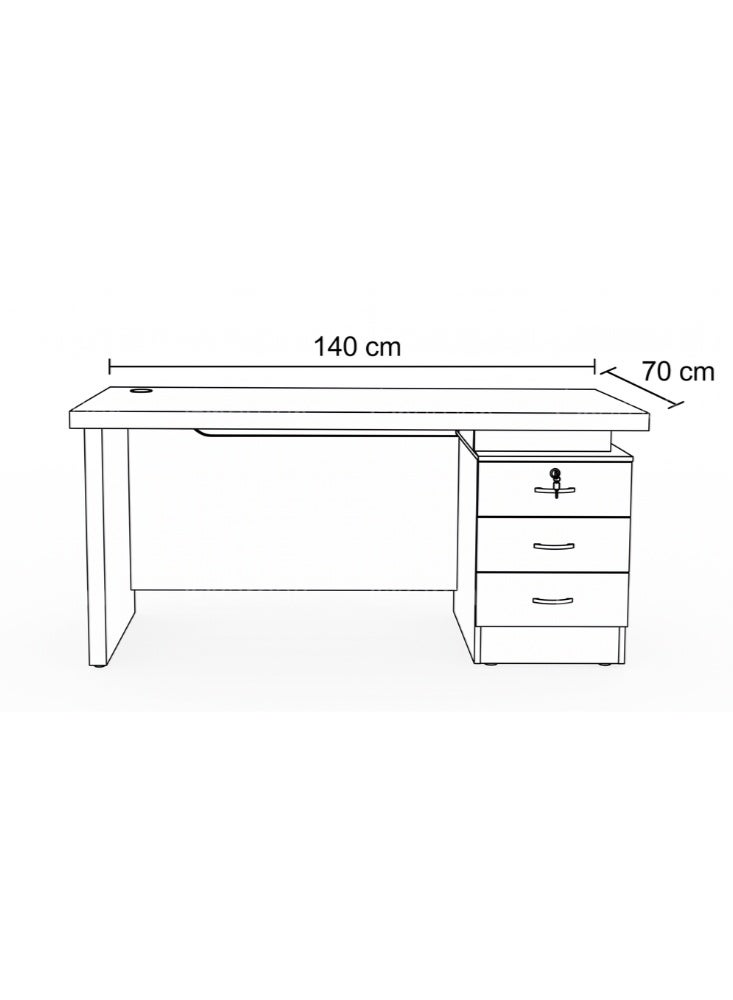 KARNAK Clanton Office Computer Desk with 3 Drawers & Lock Keys Industrial Study Table Rustic Workstation (Grey) - Image 2