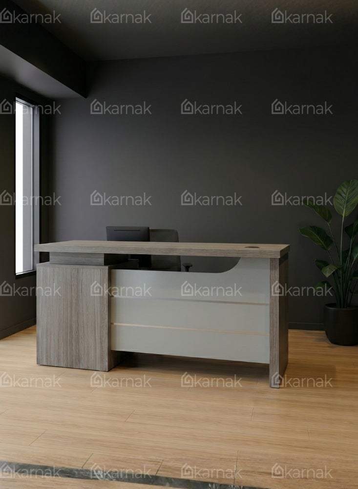 KARNAK Clanton Office Computer Desk with 3 Drawers & Lock Keys Industrial Study Table Rustic Workstation (Grey) - Image 5