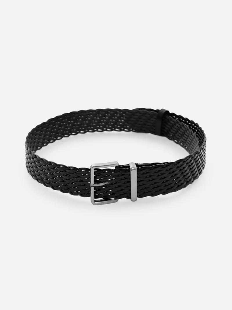 Lichi Wide braided leather belt