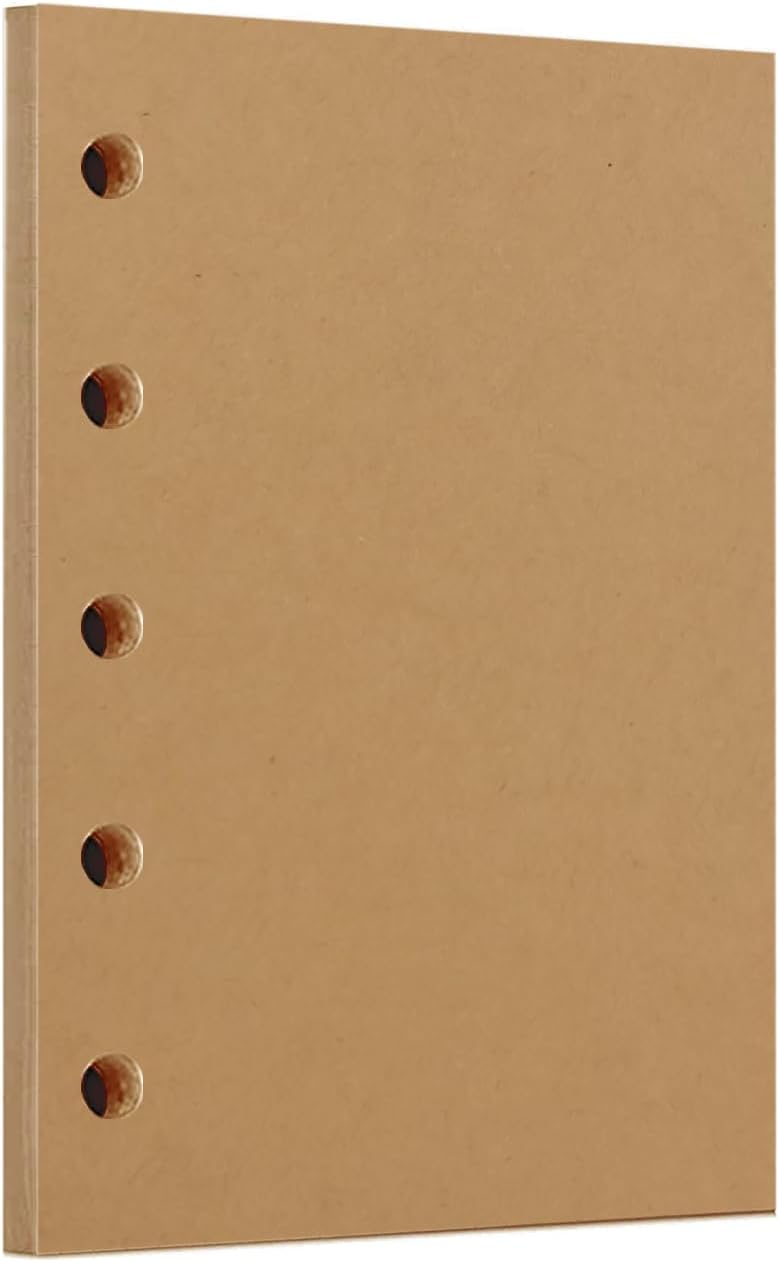 Zelten 1 Pack A8 40 Sheets/80 Pages Kraft Loose Leaf Punched Paper Refills Paper for 5 Hole Binder Personal Organizer Diary Notebook Refillable Planner - Image 1