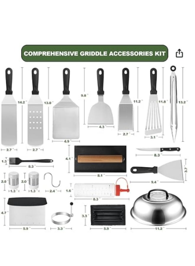 Arabest 35PCS Griddle Accessories Kit, Flat Top Grill Accessories Set for Blackstone and Camp Chef, Grill Spatula Set with Enlarged Spatulas, Basting Cover, Scraper for Outdoor Barbecue - Image 2