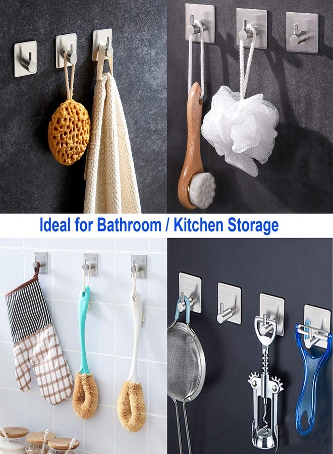 LOOGI Adhesive Hooks, Door Hooks Heavy Duty Towel Hooks Stick on Wall Waterproof Stainless Steel Robe Hanger for Hanging Bathroom Kitchen Home 5 Pack - Image 3