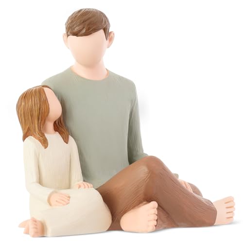 Hensonever Father and Daughter Figurines Dad Daughter Statues Sculpted HandPainted Figures Gifts for Fathers Day Anniversary Birthday - Image 3