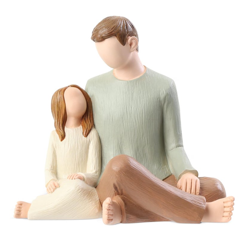 Hensonever Father and Daughter Figurines Dad Daughter Statues Sculpted HandPainted Figures Gifts for Fathers Day Anniversary Birthday - Image 2