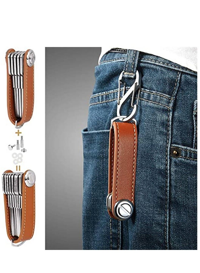 Smart Key Organizer Compact Key Holder Leather Keychain Folding Pocket Key Holder Chain - Image 4