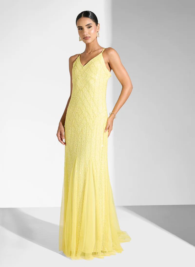 Namshi x Strappy Beaded Embellished Mermaid Gown