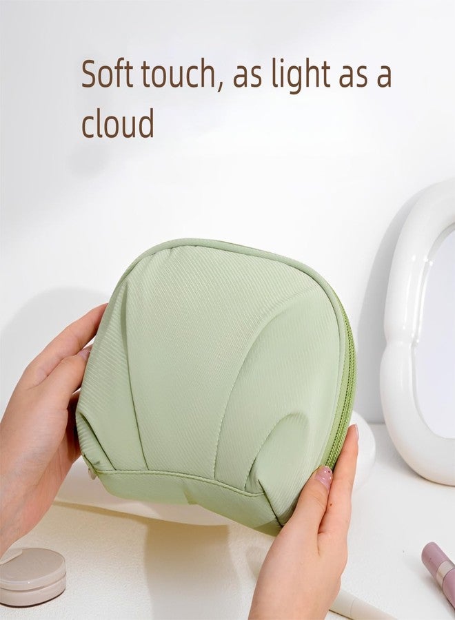 Auerllcy Aesthetic Shell Cosmetic Bag for Purse | Textured Water-Resistant Makeup Pouch with Inner Pocket | Cute Half-Moon Travel Organizer for Toiletries & Accessories (Light Green) - Image 2