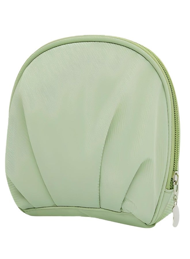 Auerllcy Aesthetic Shell Cosmetic Bag for Purse | Textured Water-Resistant Makeup Pouch with Inner Pocket | Cute Half-Moon Travel Organizer for Toiletries & Accessories (Light Green) - Image 1