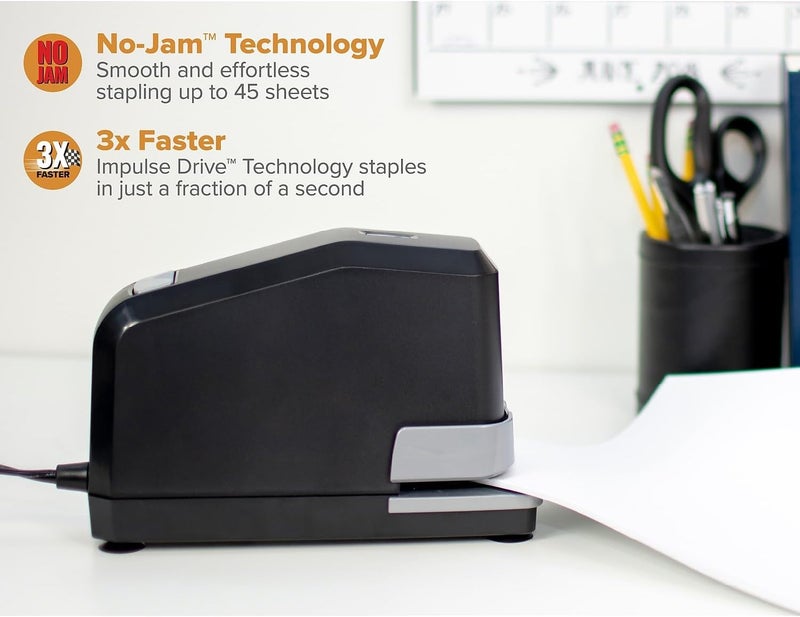 Bostitch B8EVALUE B8 Impulse 45 Electric Stapler, 45-Sheet Capacity, Black - Image 2
