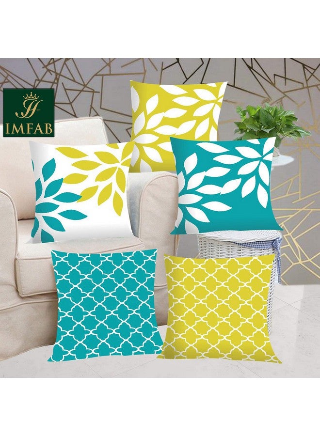 IM FAB Canvas Cotton Digital Printed Cushion Covers - 16X16 Inches (Set Of 5 Pcs), 250 TC, Multicolor - Image 1