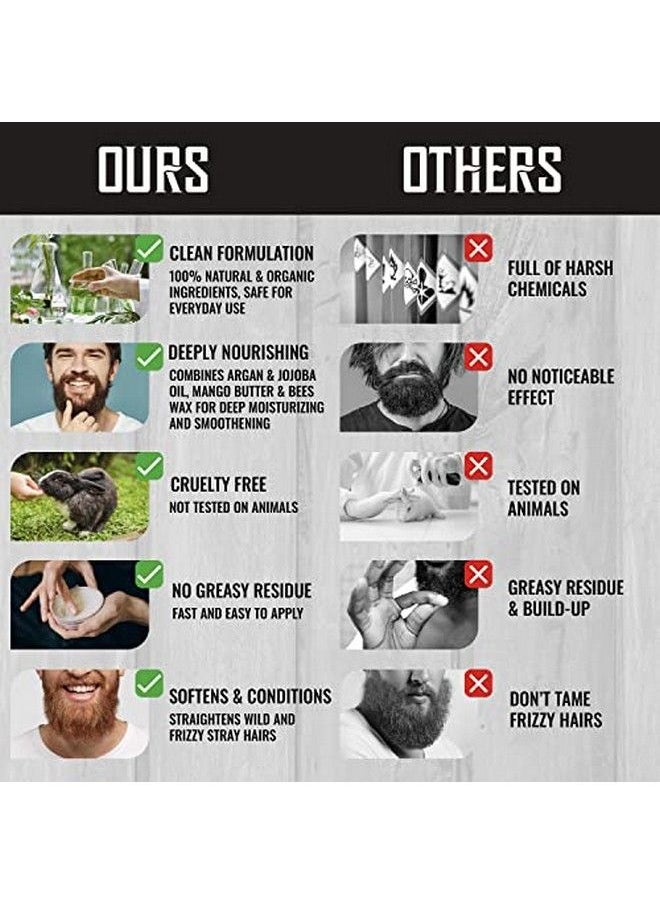 Viking Revolution Beard Balm All Natural Grooming Treatment With Argan Oil & Mango Butter Strengthens & Softens Beards & Mustaches Leave In Conditioner Wax For Men (Citrus Scent Pack Of 2)  - Image 4