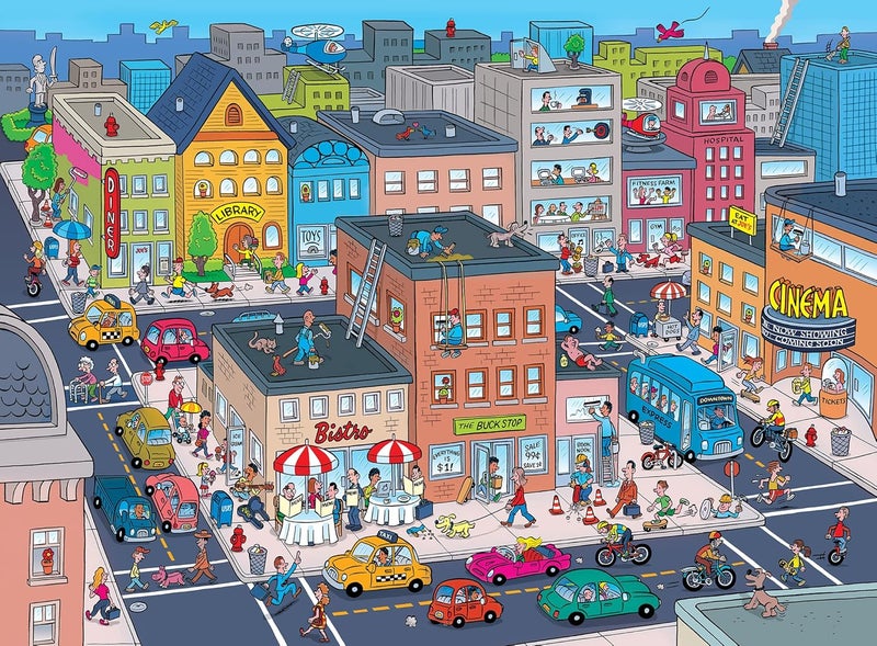 MasterPieces ألغاز عائلية مكونة من 100 قطعة للأطفال 101 شيء للبحث عنه في المدينة 14x19 - Image 2