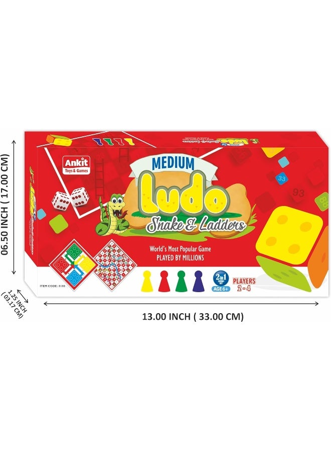 Ankit Toys لعبة الثعابين والسلالم، مجموعة للأطفال من 6 سنوات فما فوق والبالغين، لعبة لودو الداخلية | لعبة استراتيجية للسفر (لودو متوسطة) - Image 2