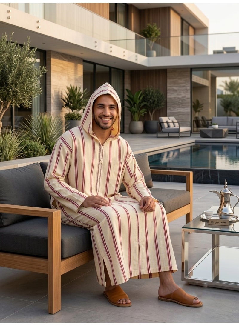 BHNS Men's shirt, nightgown, Moroccan robe, comfortable fit, luxury men's gifts, men's comfortable house robe, long-sleeved Moroccan shirt, men's summer long-sleeved shirt, long-sleeved shirt, men's seven-sleeved robe with comfortable hood, gifts for men - Image 3
